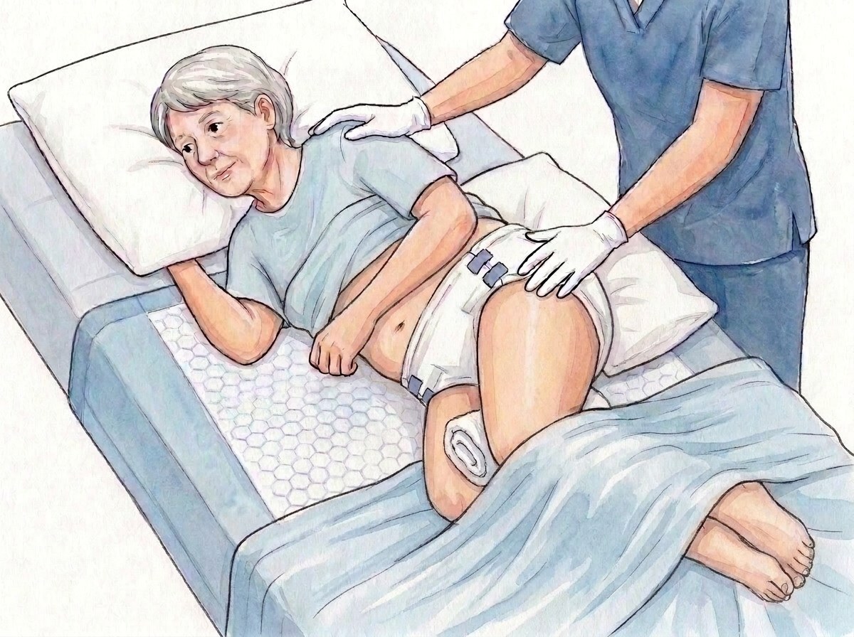 3. Gerolltes Handtuch zwischen den Knien, Kissen hinter dem Rücken